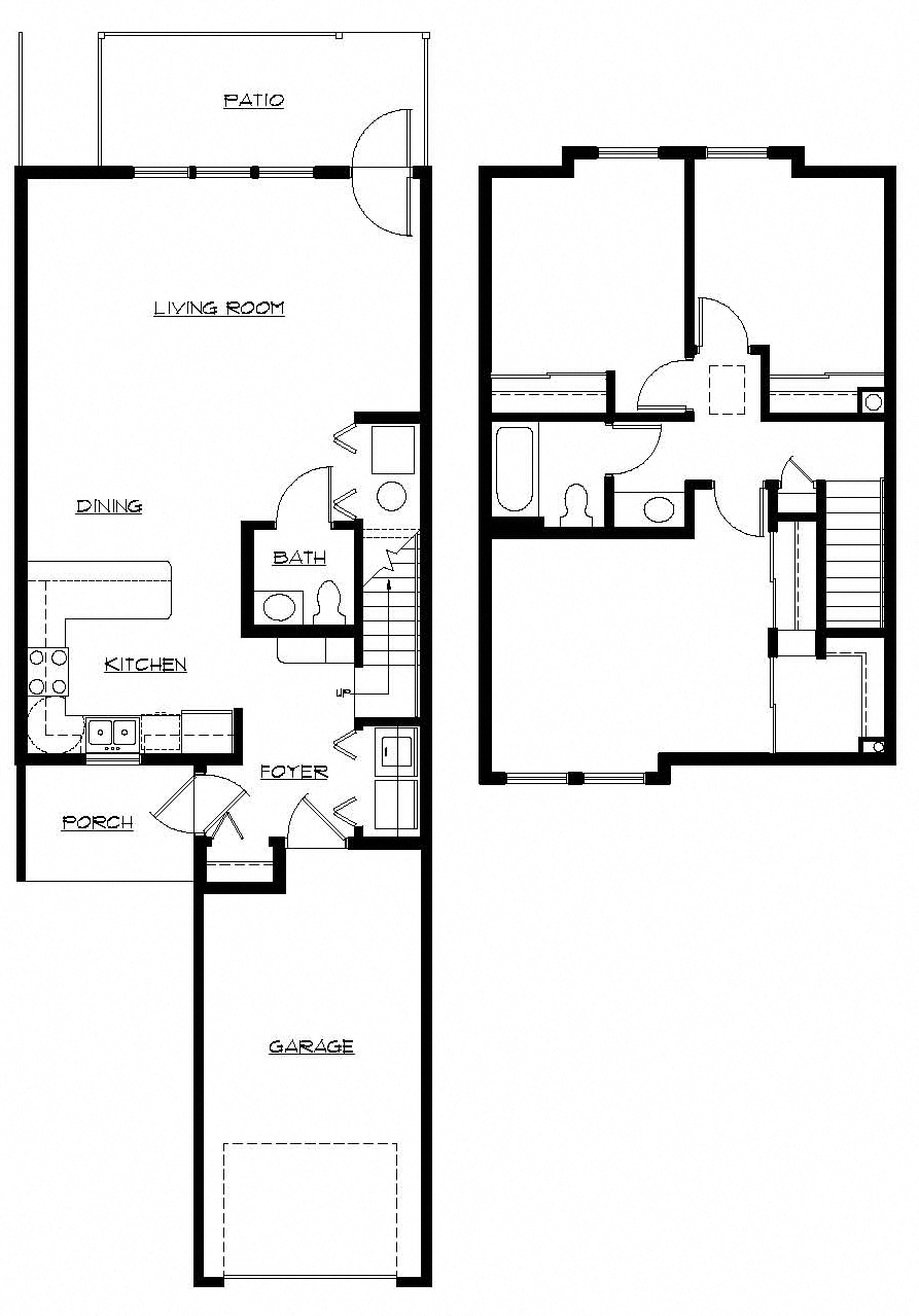Floor plan for 3 beds, 2 baths, 1500 sqft